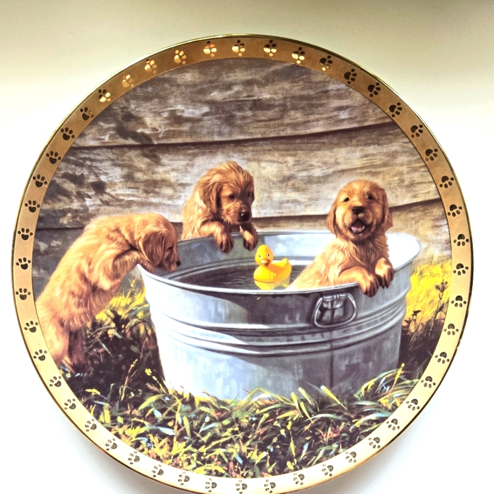 The Hamilton Collection- The Waters Fine - A World of Puppy Adventures Plate - Picture 3 of 5